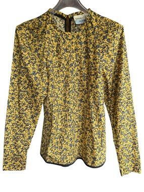Tish Cox Yellow Floral Long-Sleeve Top Sz XXS